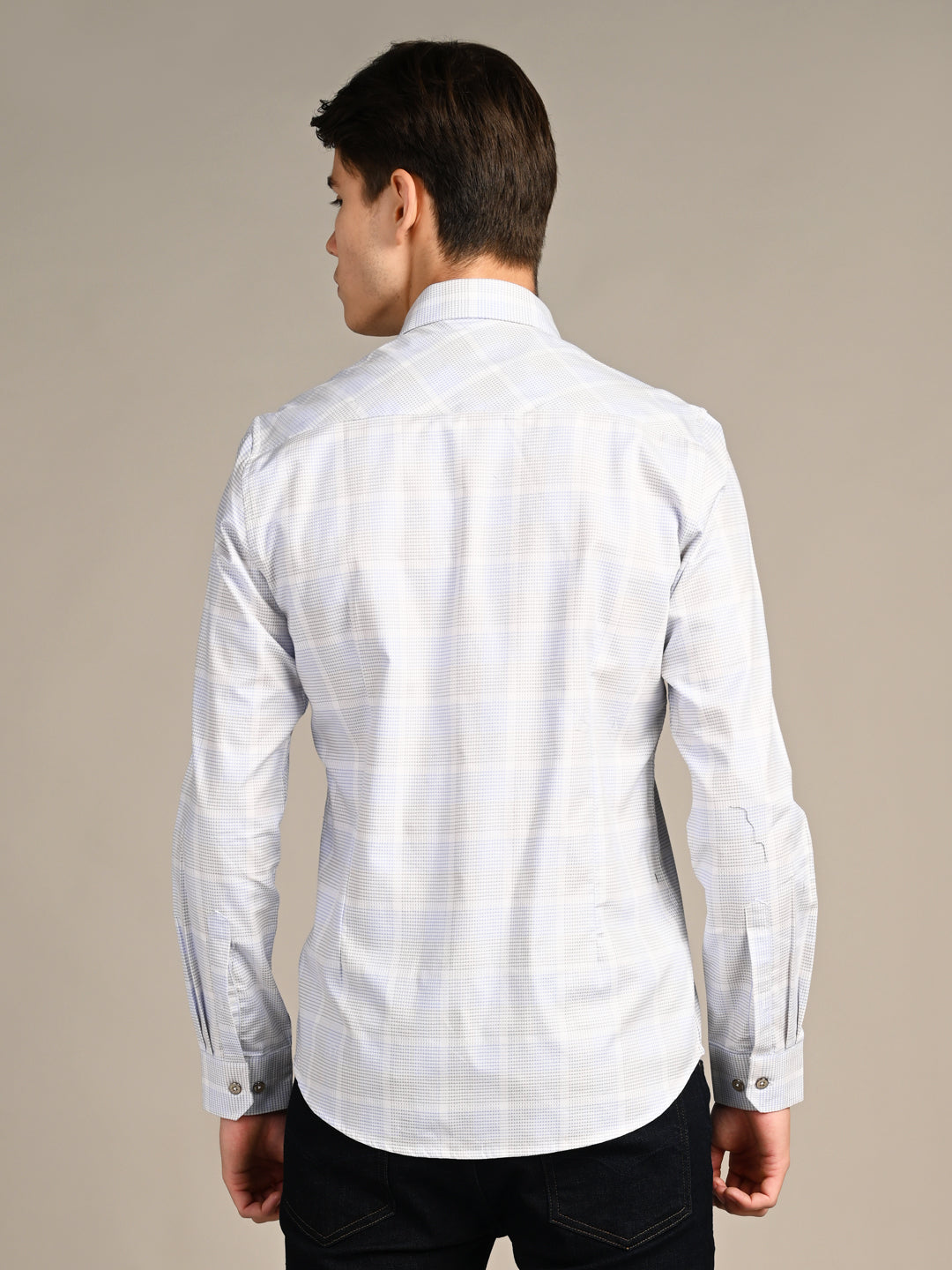 Men's Ivory Checks Slim Fit Shirts