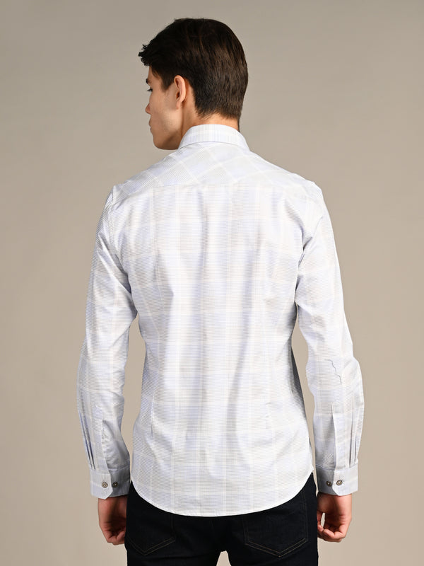Men's Ivory Checks Slim Fit Shirts