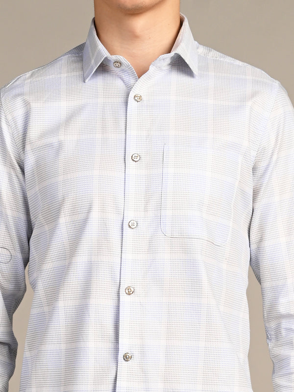 Men's Ivory Checks Slim Fit Shirts