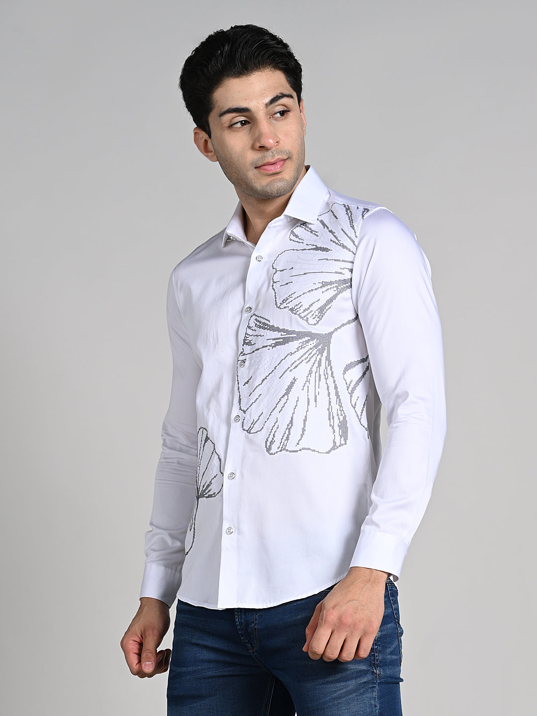 Men's White Solid Slim Fit Shirts