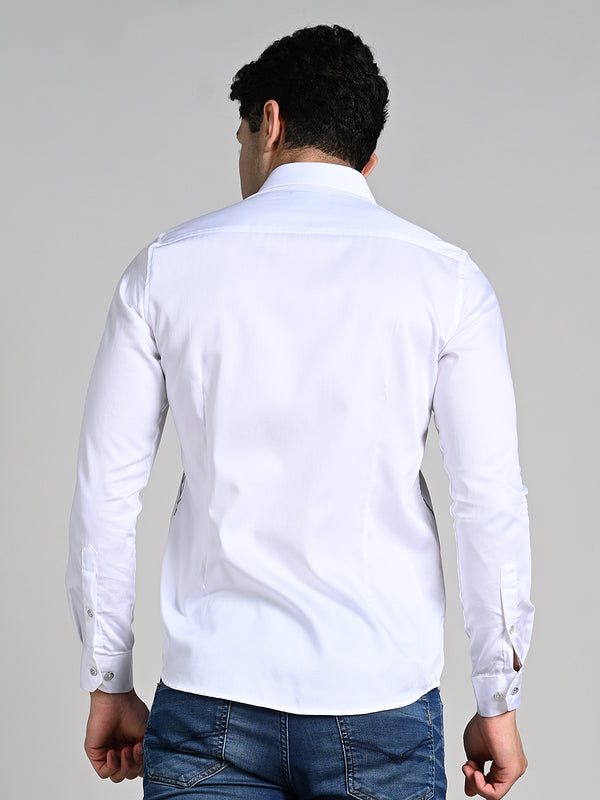 Men's White Solid Slim Fit Shirts