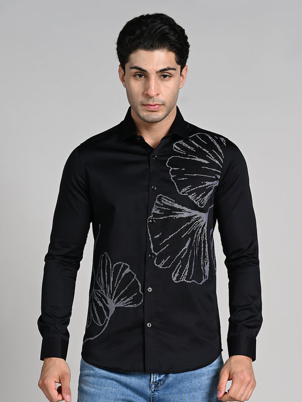 Men's Black Solid Slim Fit Shirts