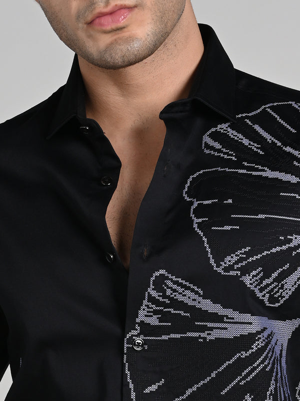Men's Black Solid Slim Fit Shirts