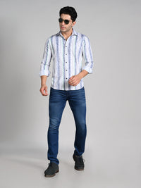 Men's Grey Printed Slim Fit Shirts