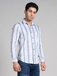 Men's Grey Printed Slim Fit Shirts