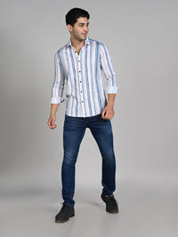 Men's White Printed Slim Fit Shirts