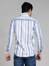 Men's White Printed Slim Fit Shirts