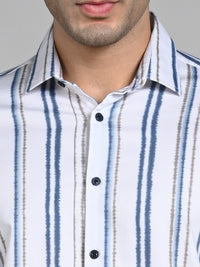 Men's White Printed Slim Fit Shirts