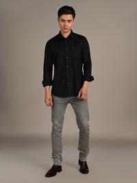 Men's Black Stripe Slim Fit Shirts