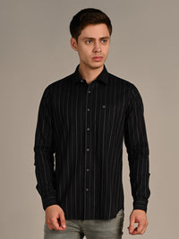 Men's Black Stripe Slim Fit Shirts