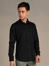 Men's Black Stripe Slim Fit Shirts