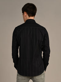 Men's Black Stripe Slim Fit Shirts