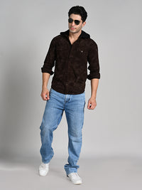 Men's Coffee Printed Straight Fit Shirts