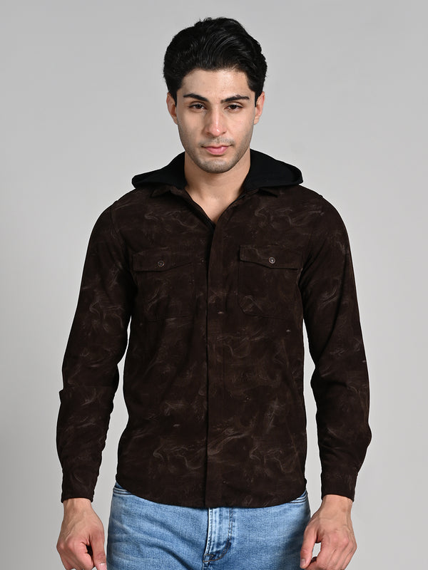 Men's Coffee Printed Straight Fit Shirts