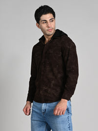 Men's Coffee Printed Straight Fit Shirts