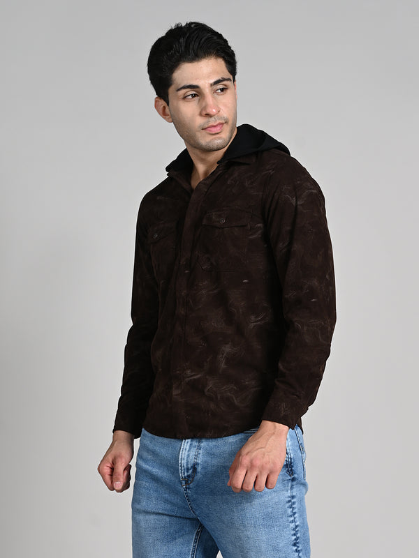Men's Coffee Printed Straight Fit Shirts