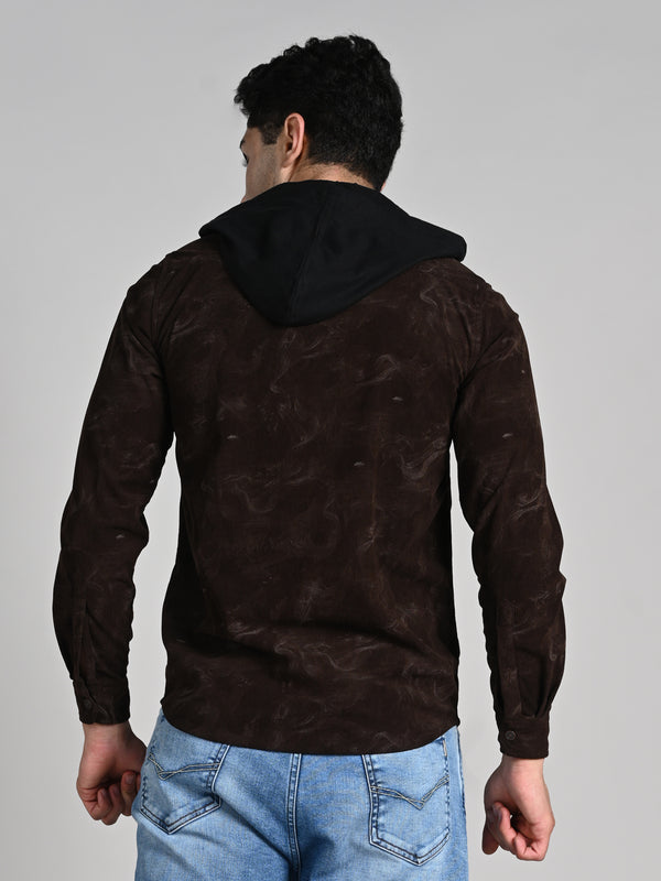 Men's Coffee Printed Straight Fit Shirts