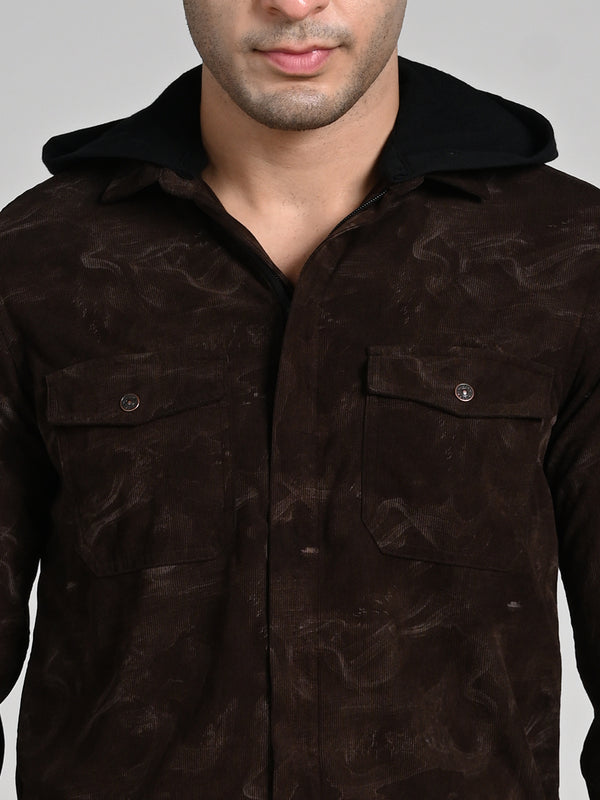 Men's Coffee Printed Straight Fit Shirts