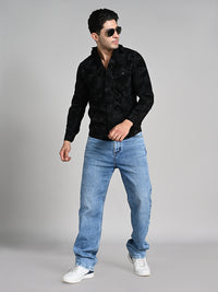 Men's Black Printed Straight Fit Shirts