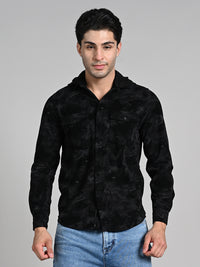 Men's Black Printed Straight Fit Shirts