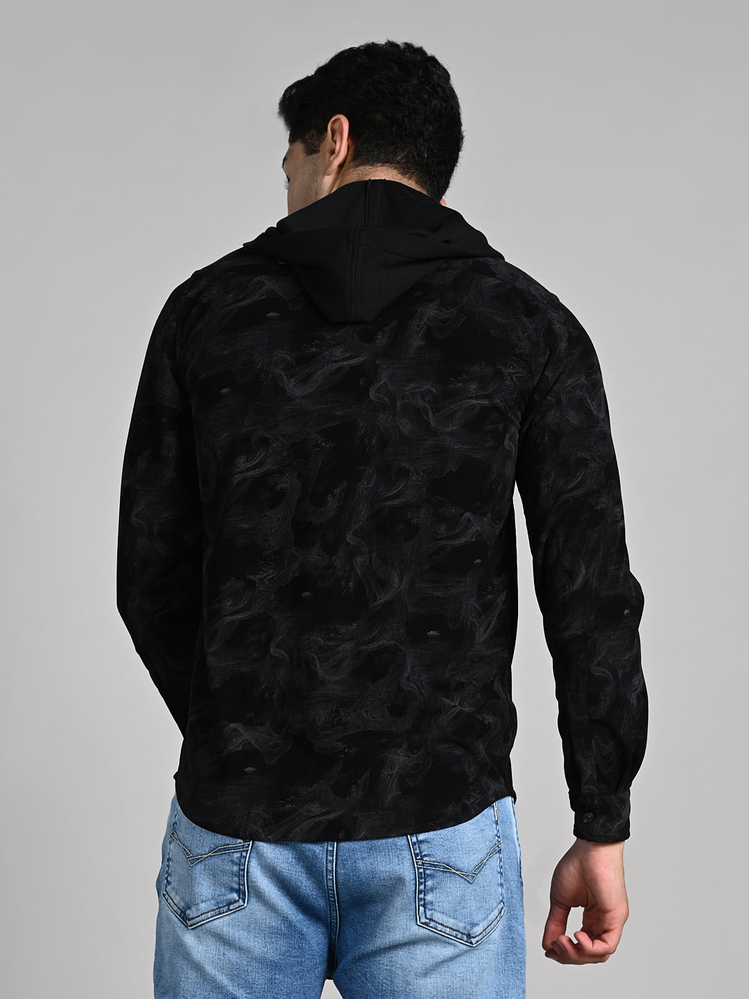 Men's Black Printed Straight Fit Shirts