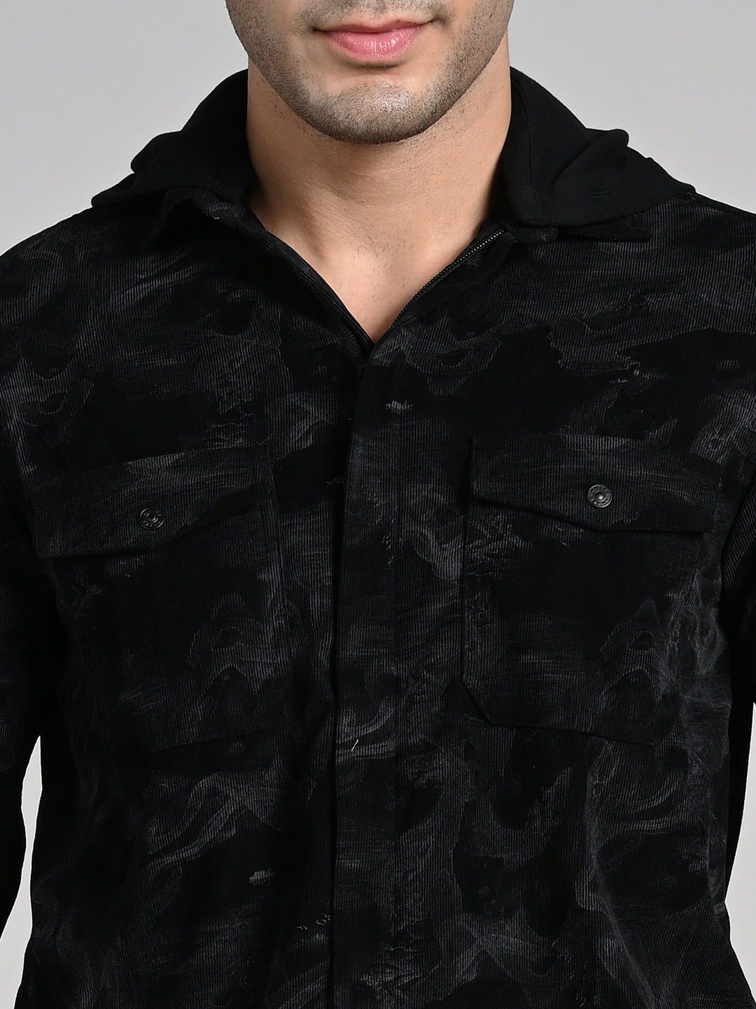 Men's Black Printed Straight Fit Shirts