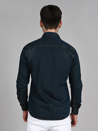 Men's Dark Blue Solid Slim Fit Shirts