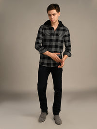 Men's Black Checks Slim Fit Shirts
