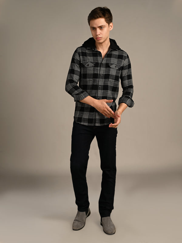 Men's Black Checks Slim Fit Shirts