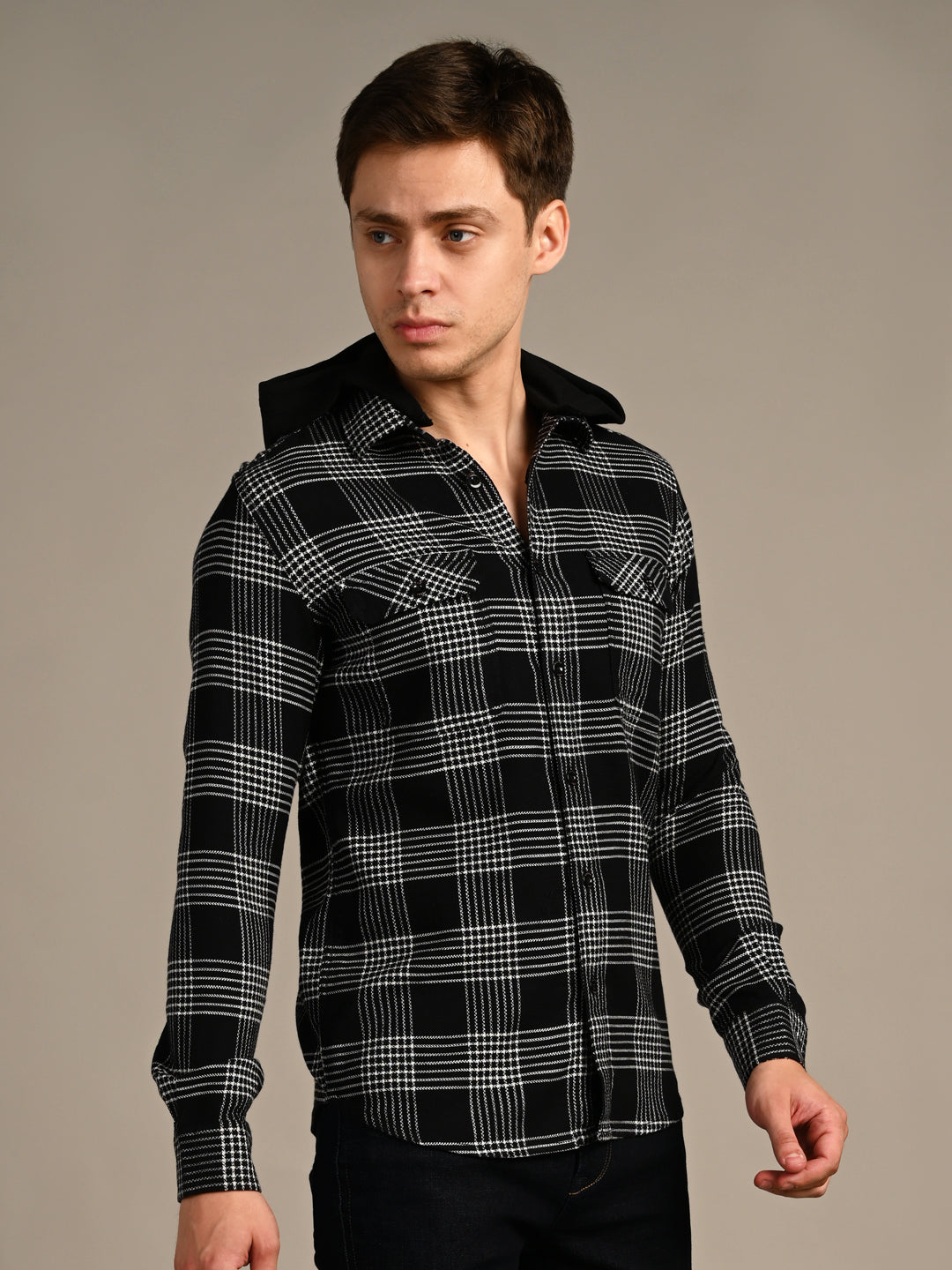 Men's Black Checks Slim Fit Shirts