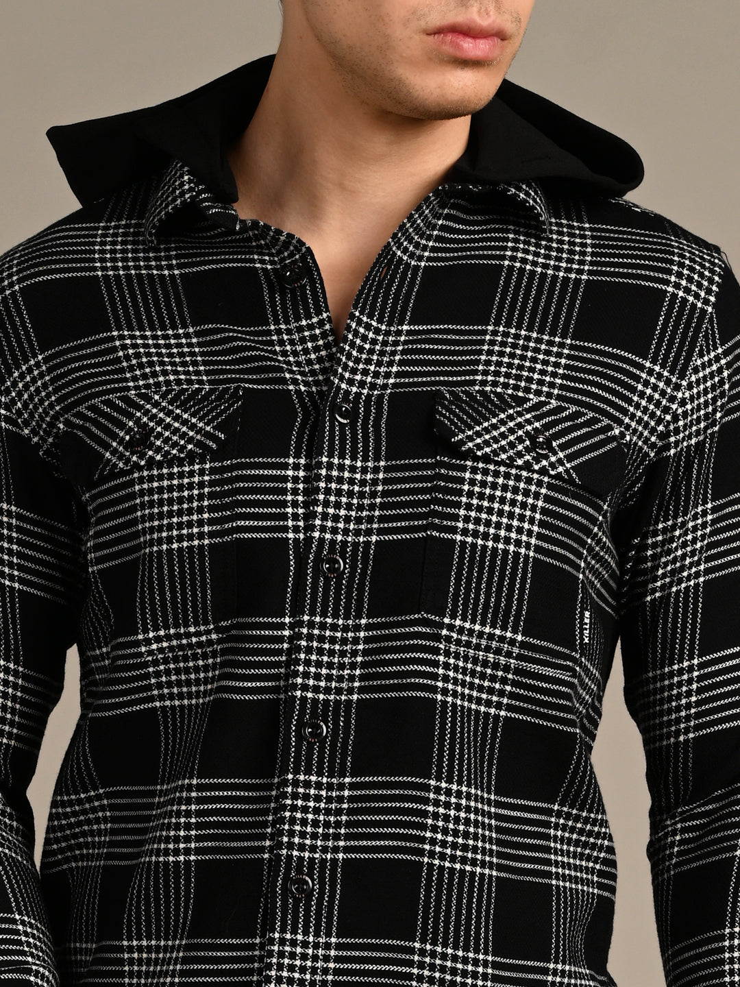 Men's Black Checks Slim Fit Shirts
