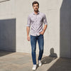 Full sleeves Slim Fit Grey Abstract Geometric Print Shirt