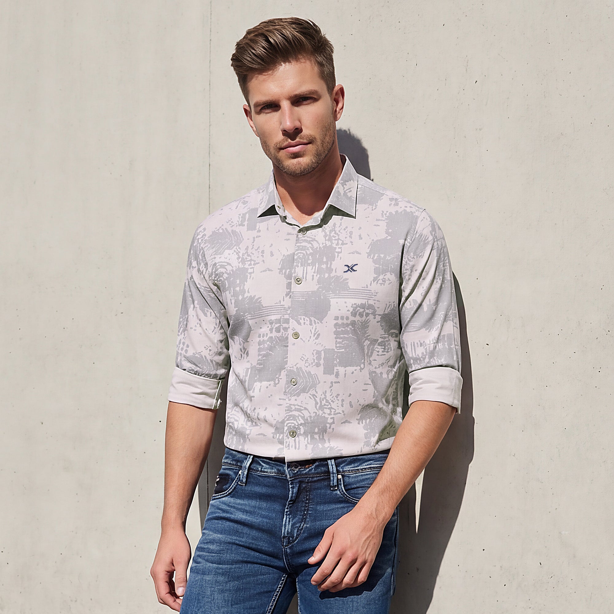 Men Pink Printed Slim Fit Shirt