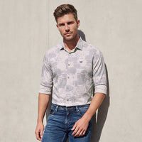 Full sleeves Slim Fit Pink Abstract Textured Print Shirt