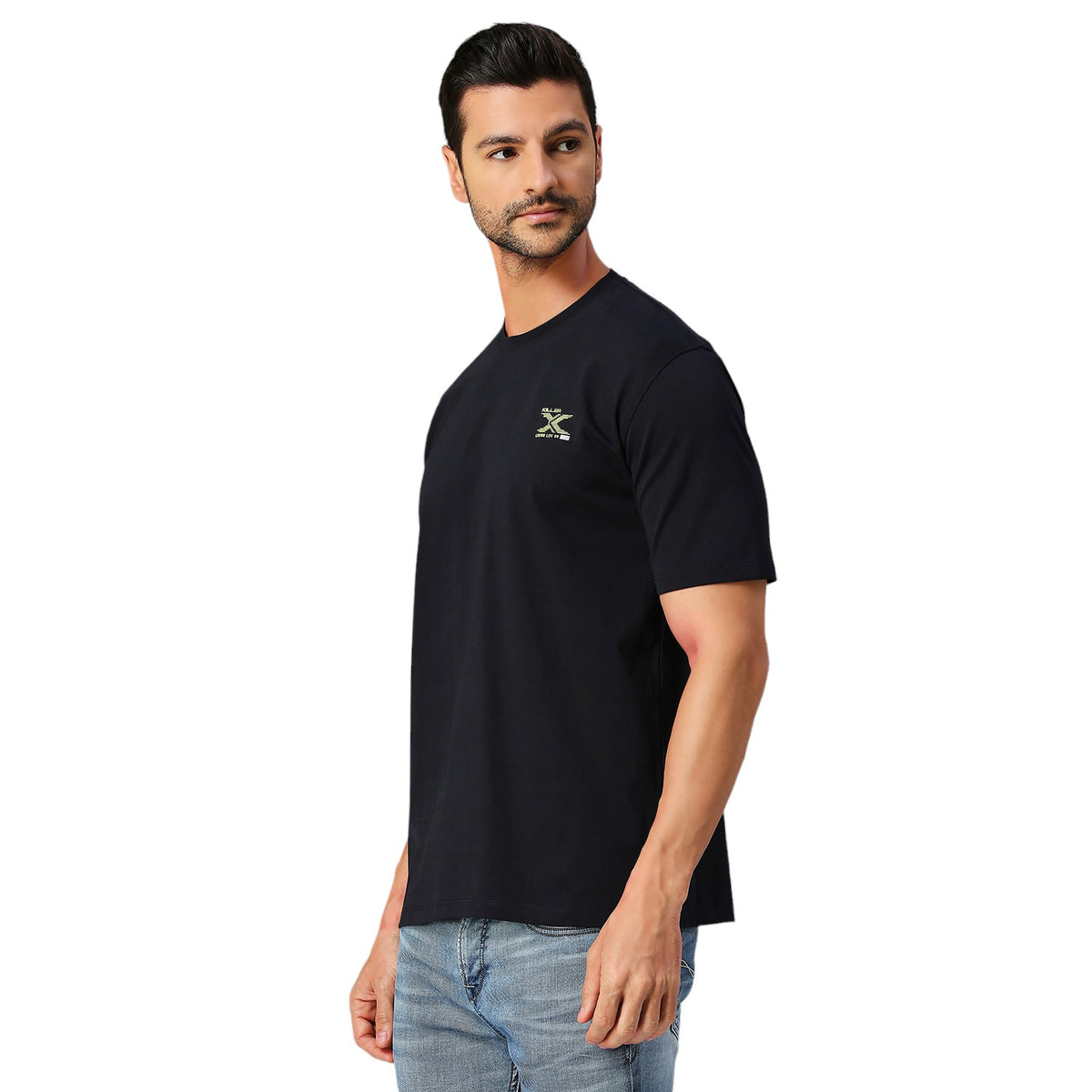 Men's Navy Solid Slim Fit T-Shirts