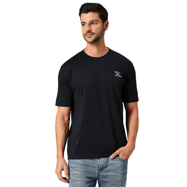 Men's Navy Solid Slim Fit T-Shirts