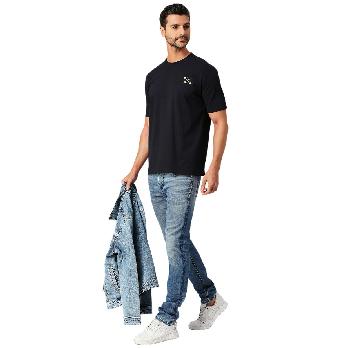Men's Navy Solid Slim Fit T-Shirts