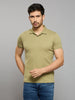 Men's Light Olive Solid Slim Fit T-Shirts