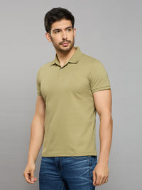 Men's Light Olive Solid Slim Fit T-Shirts