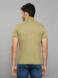 Men's Light Olive Solid Slim Fit T-Shirts