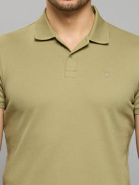 Men's Light Olive Solid Slim Fit T-Shirts