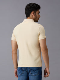Men's Beige Solid Slim Fit T-Shirts