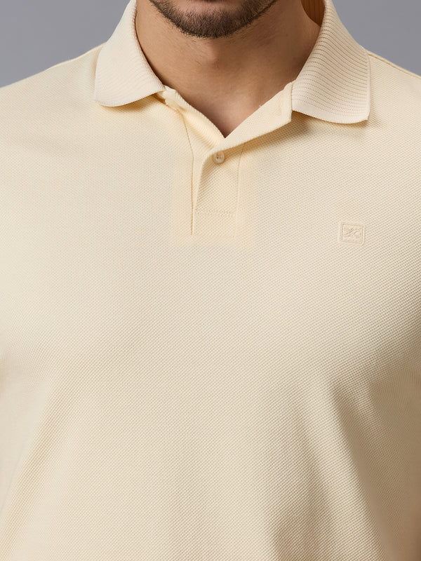 Men's Beige Solid Slim Fit T-Shirts