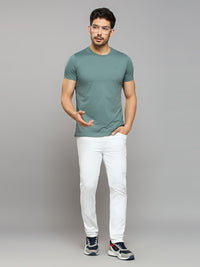 Men's Teal Solid Slim Fit T-Shirts