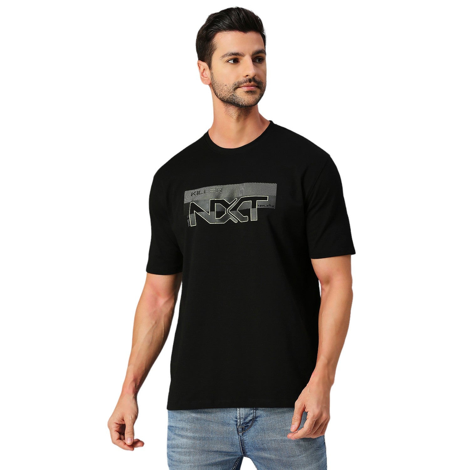 Men's Black Solid Slim Fit T-Shirts