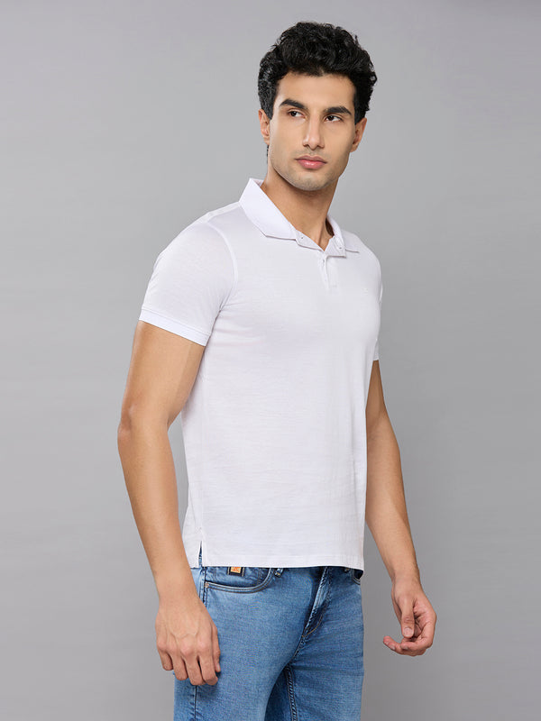 Men's White Solid Slim Fit T-Shirts