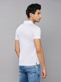 Men's White Solid Slim Fit T-Shirts