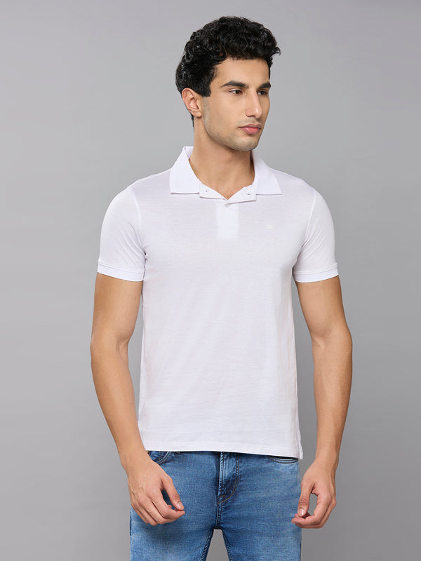 Men's White Solid Slim Fit T-Shirts