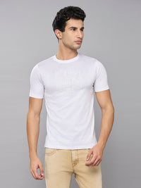 Men's White Solid Slim Fit T-Shirts