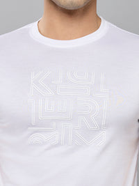 Men's White Solid Slim Fit T-Shirts